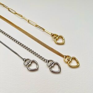 Heart swivel carabiner silver or gold on a chain of Choice